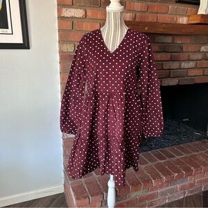 NWT Jacqueline de Yong Zurich Long Sleeve Corduroy Dress Sassafras Polka Dots 6